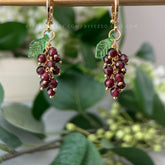 Purple Grape Earrings Drop Huggie Earrings - Handmade Crystal Beads Grape Earrings - Cute Fruit Drop Earrings - unique dangle